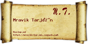 Mravik Tarján névjegykártya